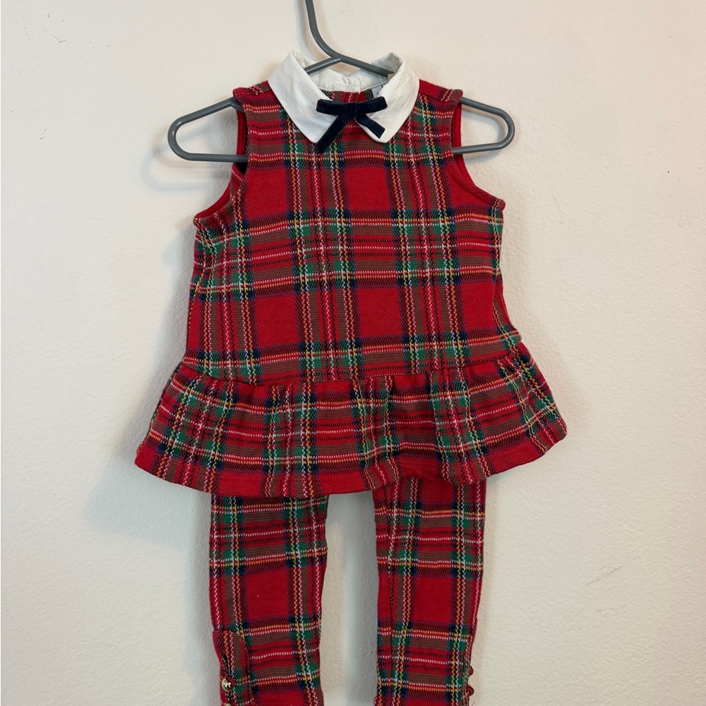 Girls Plaid Peplum Top and Pants Set